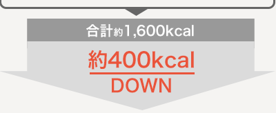 合計約1,600kcal／約400kcal DOWN